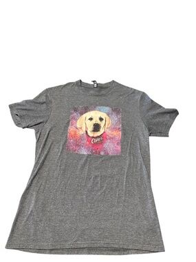 Cute Dog Galaxy Graphic Tee Medium Gray Cane’s Puppy Shirt